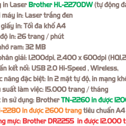 Mực máy in Brother HL 2270DW - Mực in TN2280 Tương Thích May in Laser Brother HL 2270DW tu dong dao giay in khong day
